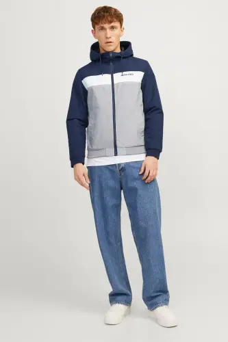 Jjerush Hood Bomber Erkek Mont-MAVI - 5