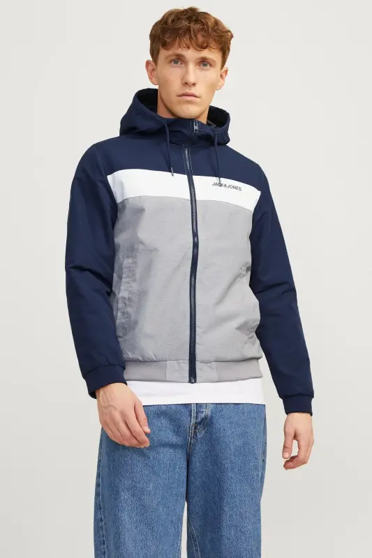 Jjerush Hood Bomber Erkek Mont-MAVI - 8