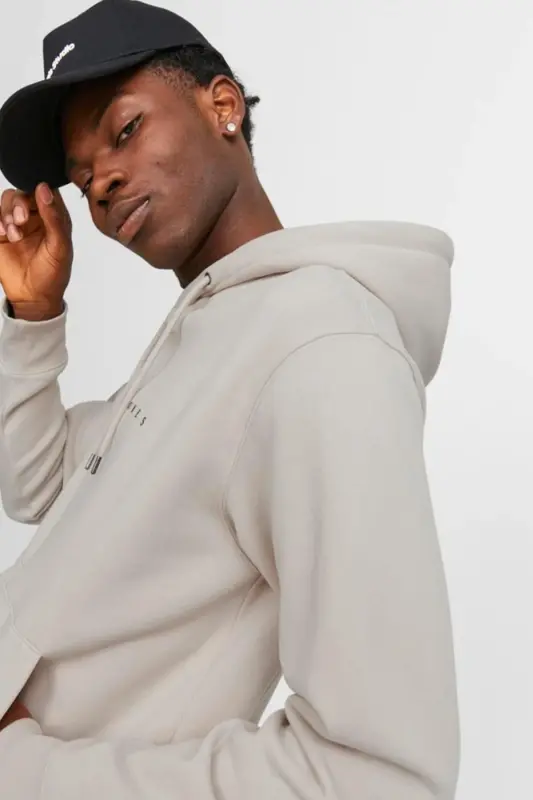 Erkek Kapüşonlu Sweatshirt - Star Logo - taş - 3