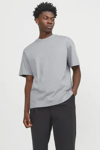 JJEUrban Edge Basic Tişört 12254412-ULTİMATE GREY 