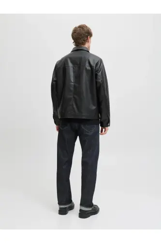 Jjewarner Jacket Noos Siyah Erkek Deri Ceket Eskitme Taşlanmış-Siyah54 - 4