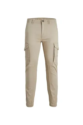 Jjflake Akm 542 Mid Rise Regular Fit Straight Cream Cake Cargo Pants - 5