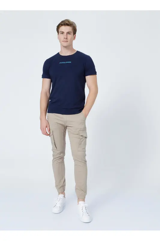12193754_jpstpaul Jjflake Akm 542 Orta Bel Normal Kalıp Düz Kremerkek Kargo Pantolon - Krem - 1