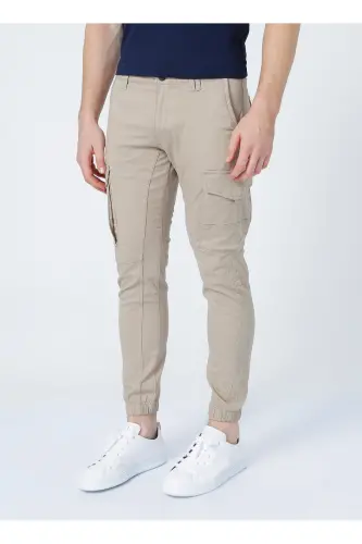 12193754_jpstpaul Jjflake Akm 542 Orta Bel Normal Kalıp Düz Kremerkek Kargo Pantolon - Krem - 3