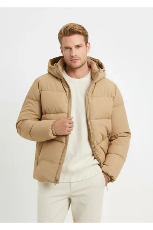 JJglbl Jacket Puffer Elmwood Beige Erkek Mont - Bej / Elmwood - 1