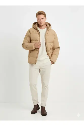 JJglbl Jacket Puffer Elmwood Beige Erkek Mont - Bej / Elmwood - 6