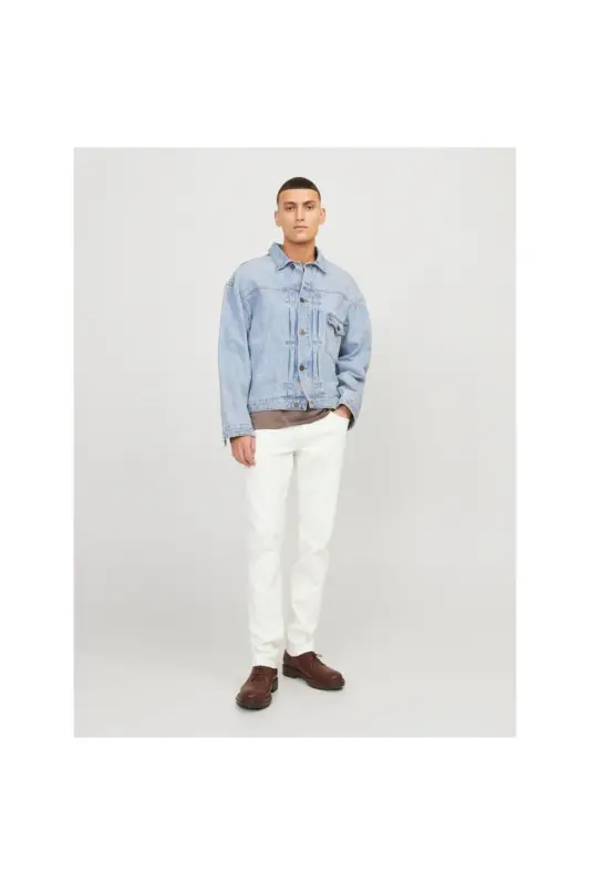 JJIGLENN JJEVAN CJ 977 SN brendi tomonidan ishlab chiqarilgan past bel slim fit oq erkaklar denim shimini. - 4