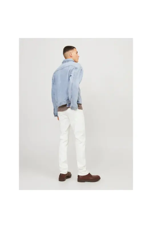 JJIGLENN JJEVAN CJ 977 SN brendi tomonidan ishlab chiqarilgan past bel slim fit oq erkaklar denim shimini. - 5