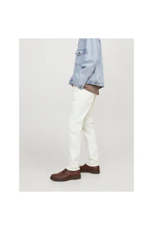 JJIGLENN JJEVAN CJ 977 SN brendi tomonidan ishlab chiqarilgan past bel slim fit oq erkaklar denim shimini. - 6