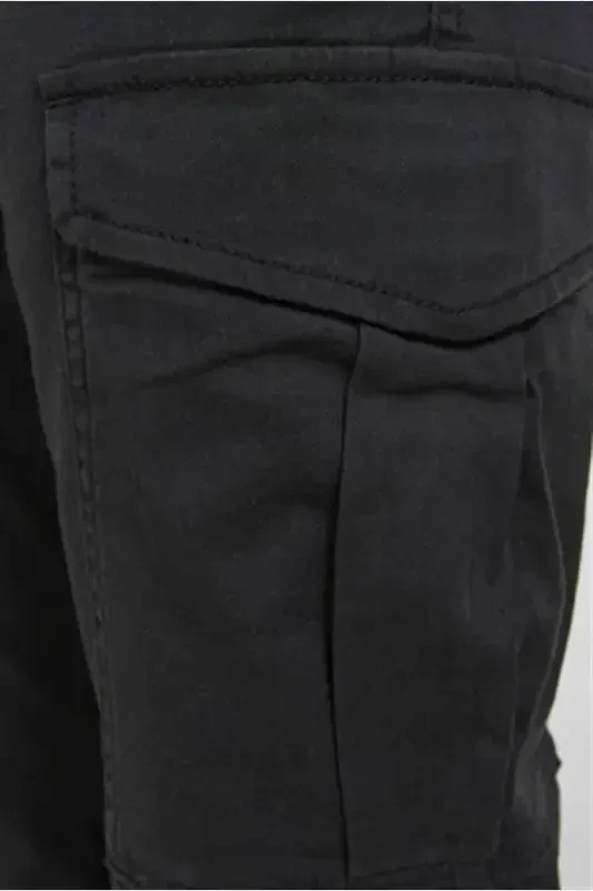 Jjjoe Cuffed Akm Regular Waist Straight Black Men's Cargo Pants - 3