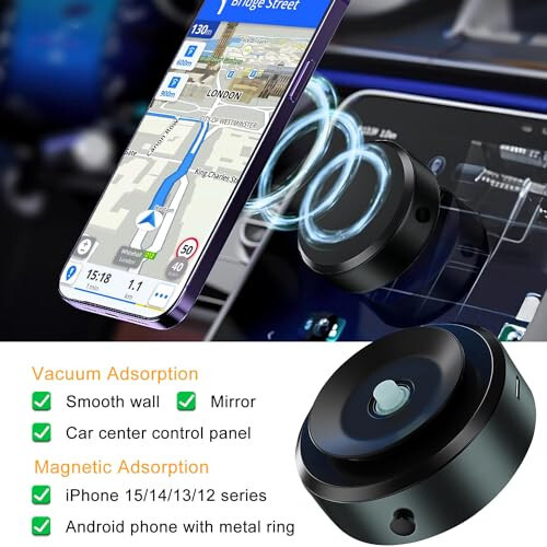 Jkoailiwi Electric Vacuum Magnetic Suction Phone Mount, Hands-Free Shower Phone Holder, Magnetic Cell Phone Holder for Car/Gym/Mirror/Smooth Surface, Compatible with Magsafe iPhone & Android - 10