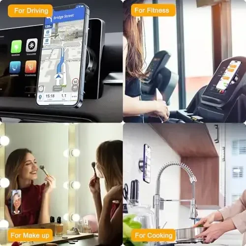 Jkoailiwi Elektr Vakuum Magnitli Emish Telefon Stativi, Qo'lsiz Dush Telefon Stativi, Avtomobil/Sport Zal/Ko'zgu/Silli Yuzalar Uchun Magnitli Mobil Telefon Stativi, Magsafe iPhone va Android bilan Mos keladi - Jkoailiwi