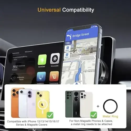 Jkoailiwi Электрический Вакуумный Магнитный Телефонный Держатель, Телефонный Держатель для Душа без помощи рук, Магнитный Держатель для Мобильного Телефона для Автомобиля/Тренировки/Зеркала/Гладкой Поверхности, Совместимый с Magsafe iPhone и Android - 6