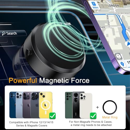 Jkoailiwi Electric Vacuum Magnetic Suction Phone Mount, Hands-Free Shower Phone Holder, Magnetic Cell Phone Holder for Car/Gym/Mirror/Smooth Surface, Compatible with Magsafe iPhone & Android - 4