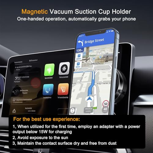 Jkoailiwi Electric Vacuum Magnetic Suction Phone Mount, Hands-Free Shower Phone Holder, Magnetic Cell Phone Holder for Car/Gym/Mirror/Smooth Surface, Compatible with Magsafe iPhone & Android - 6