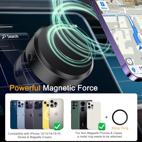 Jkoailiwi Electric Vacuum Magnetic Suction Phone Mount, Hands-Free Shower Phone Holder, Magnetic Cell Phone Holder for Car/Gym/Mirror/Smooth Surface, Compatible with Magsafe iPhone & Android - 3