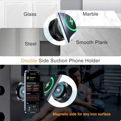 Jkoailiwi Hands-Free Electric Suction Cup Phone Mount, Portable Suction Phone Holder for Magsafe iPhone 17/16/15 Pro Max/17 Air, Vacuum Magnetic Phone Holder for Car/Gym/Mirror/Smooth Surface, Black - 2