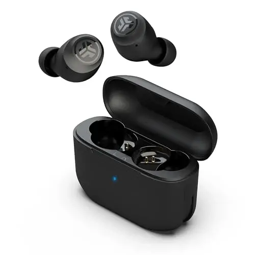 JLab Go Air Pop True Wireless Bluetooth Earbuds + Charging Case, Black, Dual Connect, IPX4 Sweat Resistance, Bluetooth 5.1 Connection, 3 EQ Sound Settings Signature, Balanced, Bass Boost 