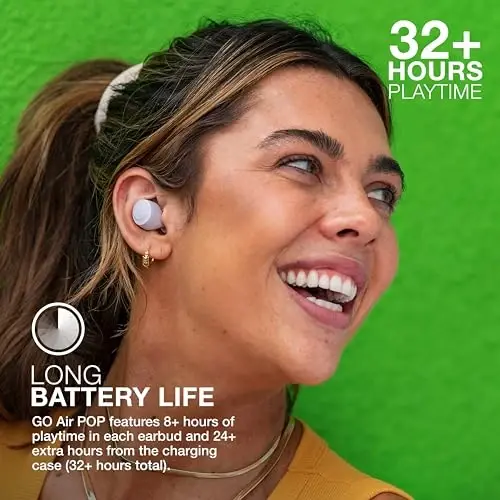 JLab Go Air Pop True Wireless Earbuds, in Ear Headphones, Bluetooth Earphones, Ear Buds with 32H Playtime, Bluetooth Earbuds with Microphone, USB Charging Case, Dual Connect, EQ3 Sound, Lilac - 3