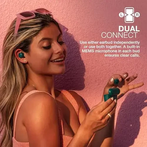 JLab Go Air Pop True Wireless Earbuds, in Ear Headphones, Bluetooth Earphones, Ear Buds with 32H Playtime, Bluetooth Earbuds with Microphone, USB Charging Case, Dual Connect, EQ3 Sound, Teal - 4