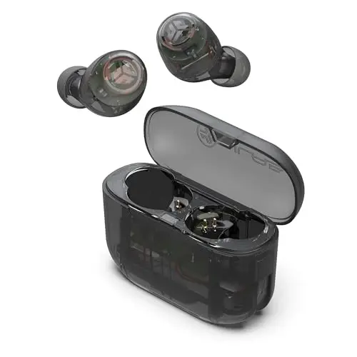 JLab Go Air Pop True Wireless Earbuds, in Ear Headphones, Bluetooth Earphones, Ear Buds with 32H Playtime, Bluetooth Earbuds with Microphone, USB Charging Case, Dual Connect, EQ3 Sound, Clear 