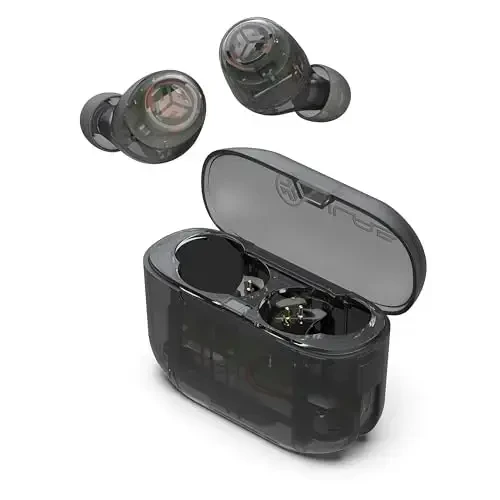 JLab Go Air Pop True Wireless Earbuds, in Ear Headphones, Bluetooth Earphones, Ear Buds with 32H Playtime, Bluetooth Earbuds with Microphone, USB Charging Case, Dual Connect, EQ3 Sound, Clear - JLAB