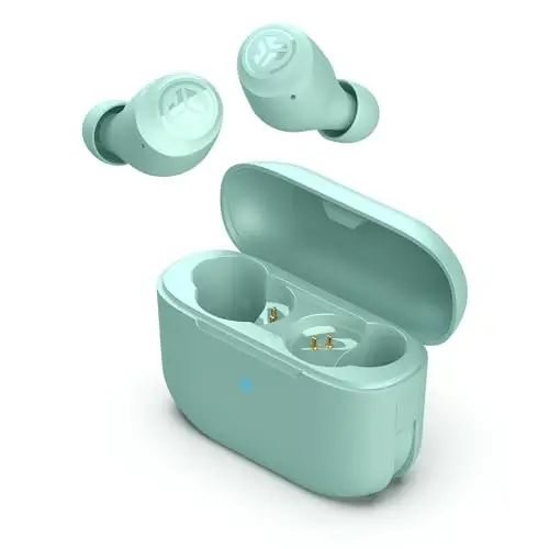 JLab Go Air Pop True Wireless Earbuds, in Ear Headphones, Bluetooth Earphones, Ear Buds with 32H Playtime, Bluetooth Earbuds with Microphone, USB Charging Case, Dual Connect, EQ3 Sound, Mint - 1