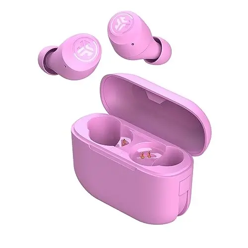 JLab Go Air Pop True Wireless Earbuds, quloq ichidagi naushniklar, Bluetooth eshitish vositalari, 32 soatlik o'yin vaqti bilan quloqchinlar, mikrofonli Bluetooth eshitish vositalari, USB zaryadlash qutisi, Dual Connect, EQ3 Sound, pushti - 2