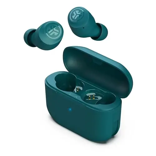 JLab Go Air Pop True Wireless quloqchinlar, quloq ichidagi naushniklar, Bluetooth naushniklar, 32 soatlik ijro etish vaqti bilan quloqchinlar, mikrofonli Bluetooth quloqchinlar, USB zaryadlash qutisi, Dual Connect, EQ3 Sound, Teal - 2
