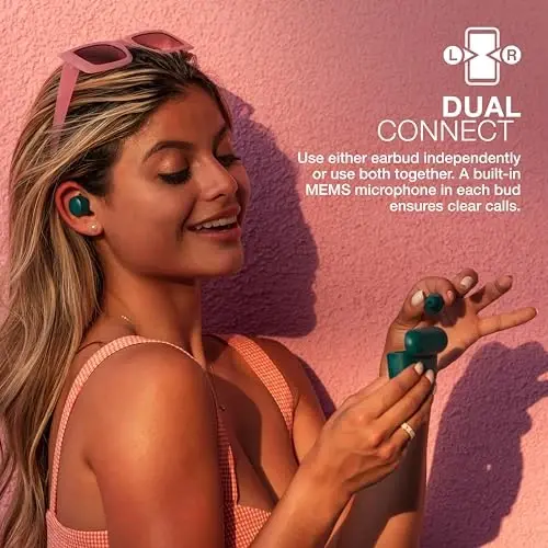 JLab Go Air Pop True Wireless quloqchinlar, quloq ichidagi naushniklar, Bluetooth naushniklar, 32 soatlik ijro etish vaqti bilan quloqchinlar, mikrofonli Bluetooth quloqchinlar, USB zaryadlash qutisi, Dual Connect, EQ3 Sound, Teal - 5