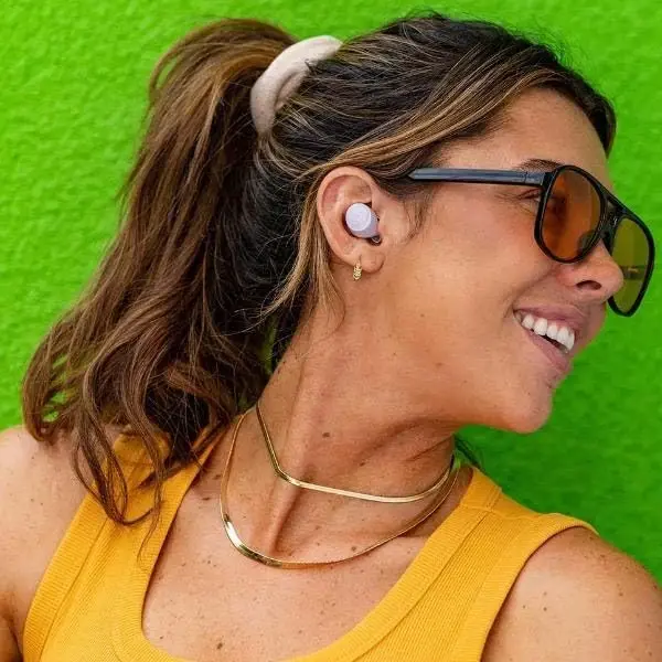 JLab Go Air Pop True Wireless Quloqchinlar, Quloq ichidagi naushniklar, Bluetooth naushniklar, 32 soatlik ijro etish vaqtiga ega quloqchinlar, mikrofonli Bluetooth naushniklar, USB zaryadlash qutisi, Dual Connect, EQ3 Sound, Lilac - 2