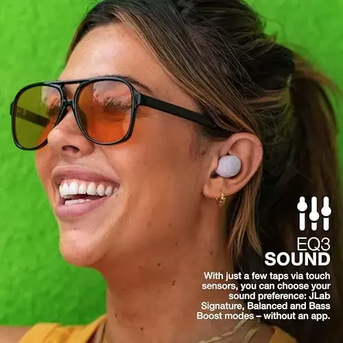 JLab Go Air Pop True Wireless Quloqchinlar, quloq ichidagi naushniklar, Bluetooth naushniklar, 32H pleylistli quloqchinlar, mikrofonli Bluetooth naushniklar, USB zaryadlash qutisi, Dual Connect, EQ3 Sound, Lilac - 6