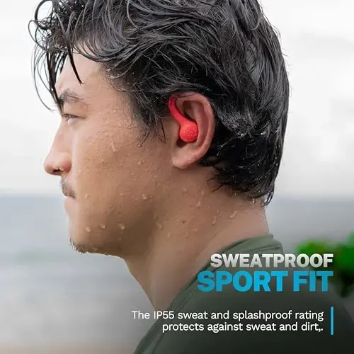 JLab Go Air Sport+ C3 Clear Calling, xavfsiz quloq ilgagi sport dizayni, 35+ soat Bluetooth va 3 EQ sozlamali simsiz sport quloqchinlari (marjon) - 3