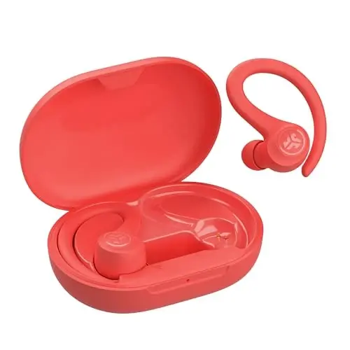 JLab Go Air Sport+ C3 Clear Calling, xavfsiz quloq ilgagi sport dizayni, 35+ soat Bluetooth va 3 EQ sozlamali simsiz sport quloqchinlari (marjon) - 5