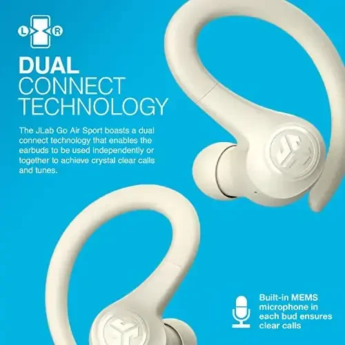 JLab Go Air Sport, Wireless Workout Earbuds Featuring C3 Clear Calling, Secure Earhook Sport Design, 32+ Hour Bluetooth Playtime, and 3 EQ Sound Settings (Sand) - 3