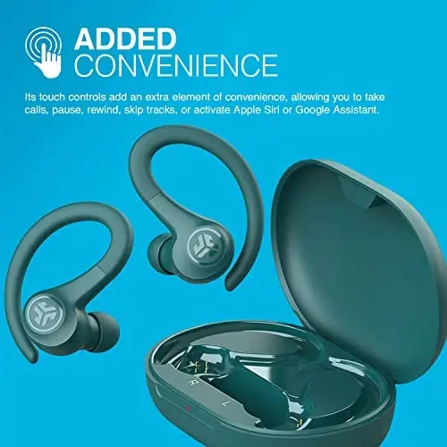 JLab Go Air Sport, Simsiz mashg'ulot quloqchinlari, Teal, C3 Clear Calling, Sport uchun quloq ilgagi dizayni, 32+ soat Bluetooth orqali musiqa tinglash va 3 EQ ovoz sozlamalari - 4