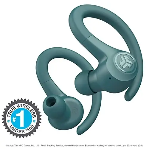 JLab Go Air Sport, Simsiz mashg'ulot quloqchinlari, Teal, C3 Clear Calling, Sport uchun quloq ilgagi dizayni, 32+ soat Bluetooth orqali musiqa tinglash va 3 EQ ovoz sozlamalari - 2