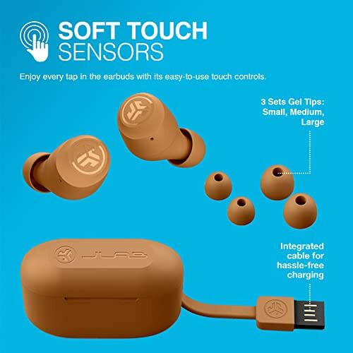 JLab Go Air Tones True Wireless Earbuds Designed with Auto On and Connect, Touch Controls, 32+ Hours Bluetooth Playtime, EQ3 Sound, and Dual Connect, Natural Earthtone Color (7572 W) - 4