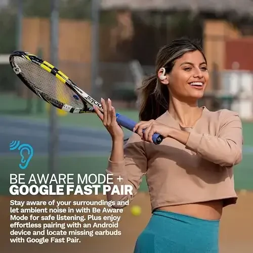 JLab Go Sport+ C3 Clear Calling, quloq ilgakli sport dizayni, 35+ soat Bluetooth orqali musiqa tinglash va 3 EQ sozlamasiga ega simsiz sport naushniklari (qumrang) - 3