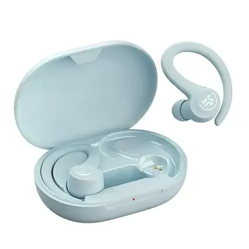 JLab Go Sport+ simsiz mashq quloqchinlari C3 Clear Calling, Secure Earhook Sport Design, 35+ soat Bluetooth ijro etish va 3 EQ Sound Settings (Och ko'k) - 2