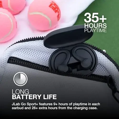 JLab Go Sport+ simsiz mashq quloqchinlari C3 Clear Calling, Secure Earhook Sport Design, 35+ soat Bluetooth ijro etish va 3 EQ Sound Settings (Och ko'k) - 3