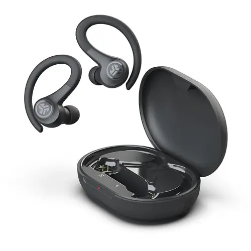 JLab Go Sport+ simsiz mashq quloqchinlari C3 Clear Calling, Secure Earhook Sport dizayni, 35+ soat Bluetooth orqali musiqa tinglash va 3 EQ ovoz sozlamalari (grafit) - 6