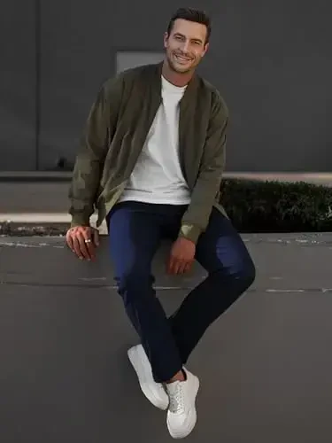 JMIERR Erkaklar Chino Shim Casual Stretch Bel Toraytirilgan Shim cho'ntaklar bilan - 6