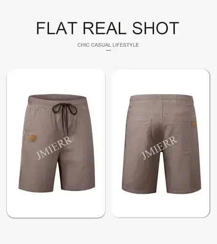 JMIERR erkaklar kundalik shortlari - paxta ipli yozgi plyaj cho'ziluvchan tvil chino golf shortlari - 4