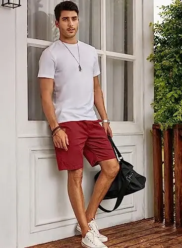 JMIERR erkaklar kundalik shortlari - paxta ipli yozgi plyaj cho'ziluvchan tvil chino golf shortlari - 6