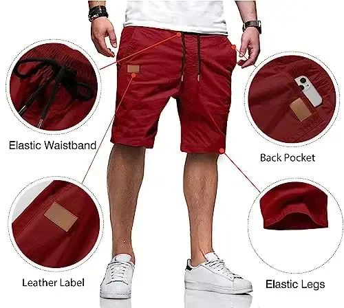 JMIERR erkaklar kundalik shortlari - paxta ipli yozgi plyaj cho'ziluvchan tvil chino golf shortlari - 3