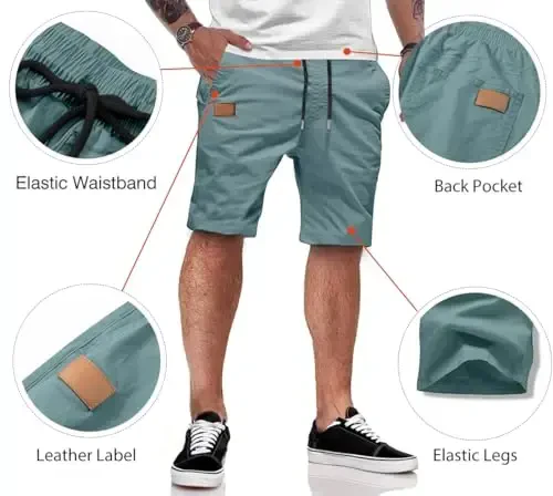 JMIERR erkaklar kundalik shortlari - paxta ipli yozgi plyaj stretch tvil chino golf shortlari - 3