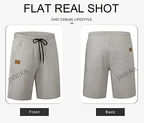 JMIERR erkaklar uchun kundalik shortilar - paxtadan tikilgan bog'ichli yozgi plyaj stretch tvil chino golf shortilar - 5