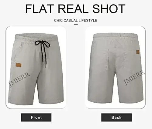 JMIERR erkaklar uchun kundalik shortilar - paxtadan tikilgan bog'ichli yozgi plyaj stretch tvil chino golf shortilar - 5