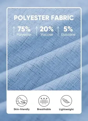 JMIERR erkaklar uchun kundalik zamonaviy qisqa yengli tugmali yo'lli ko'ylaklar Paxta plyaj ko'ylagi - 4